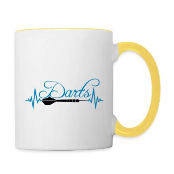 verein text frequenz herzschlag puls logo text spi - Tasse zweifarbig - Weiß/Gelb - Rechts