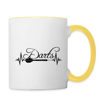 logo verein text frequenz herzschlag puls spielen - Tasse zweifarbig - Weiß/Gelb - Rechts