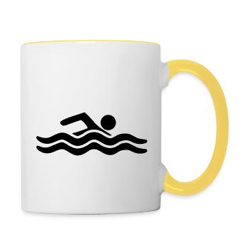 schwimmbad meer urlaub wellen wasser cool sport lo - Tasse zweifarbig - Weiß/Gelb - Rechts