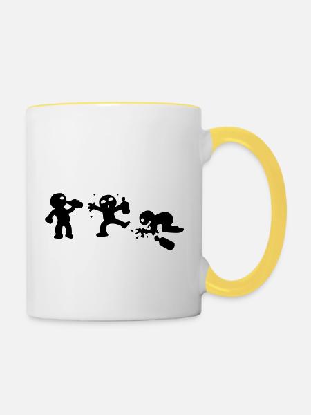 betrunken - Tasse zweifarbig - Weiß/Gelb