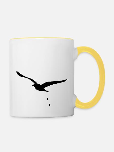 Möwen-Attacke / seagull droppings (1c) - Tasse zweifarbig - Weiß/Gelb