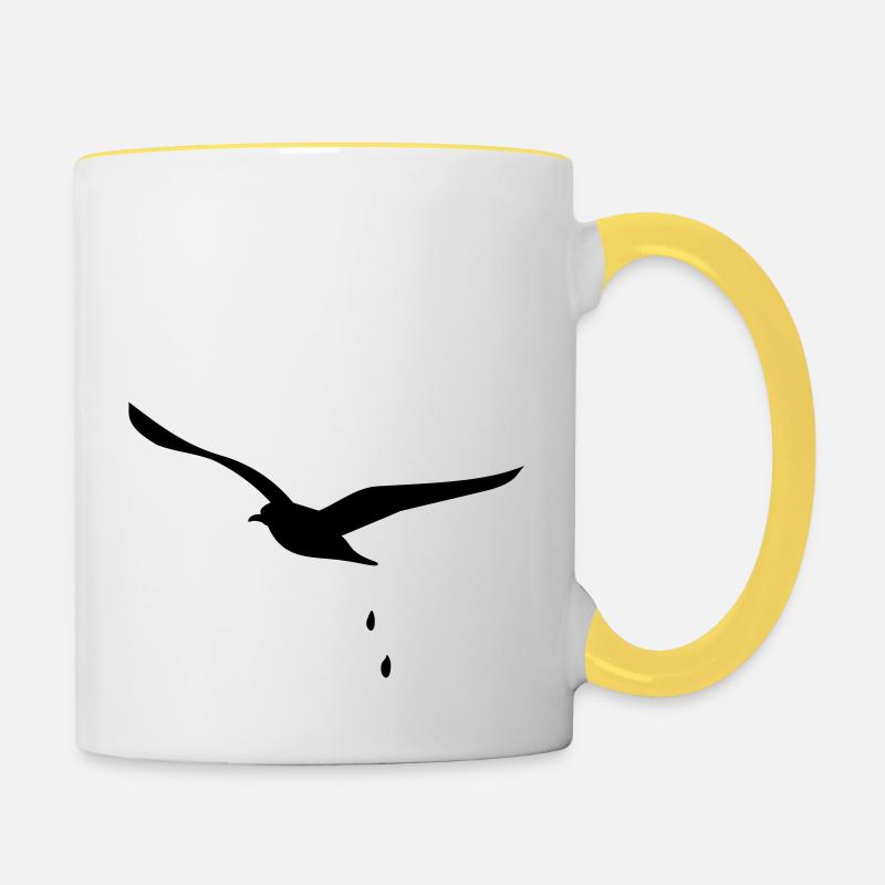 Möwen-Attacke / seagull droppings (1c) - Contrasting Mug - white/yellow