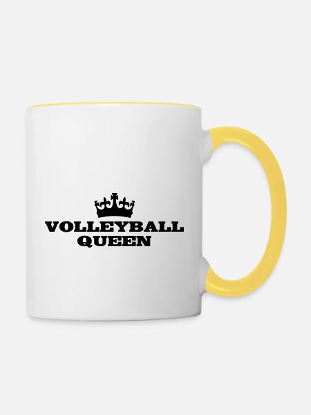 volleyball queen - Tasse zweifarbig - Weiß/Gelb