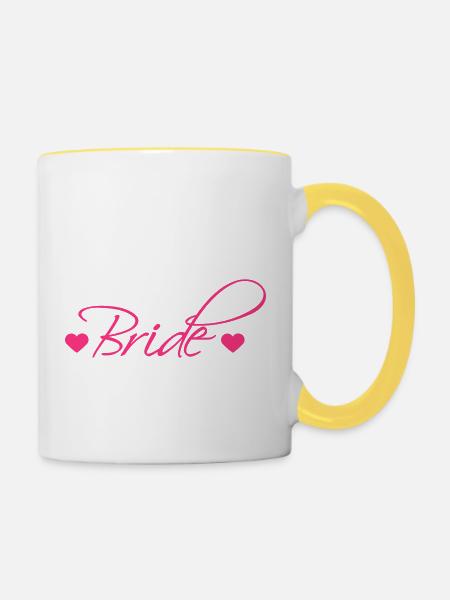 Bride - Tasse zweifarbig - Weiß/Gelb