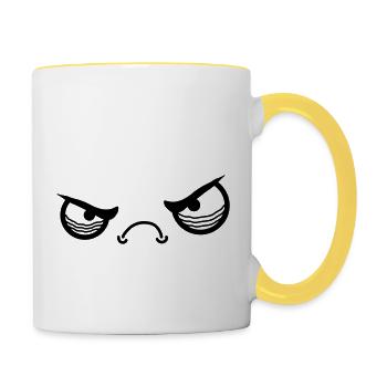 Angry Face - Tasse zweifarbig - Weiß/Gelb - Rechts