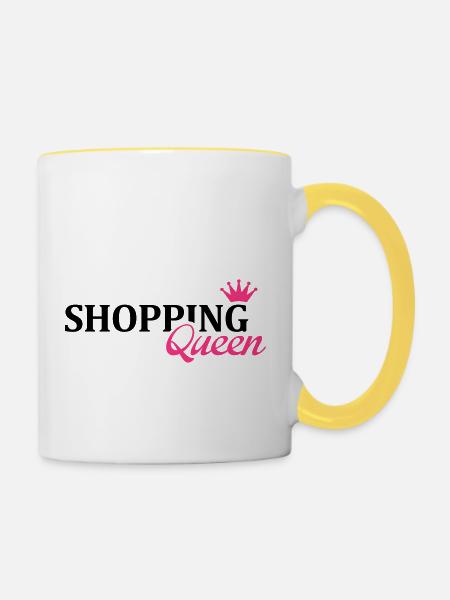 shopping_queen_1_f2 - Tasse zweifarbig - Weiß/Gelb