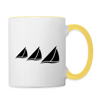 3 Sailing Boats Logo - Tasse zweifarbig - Weiß/Gelb - Rechts