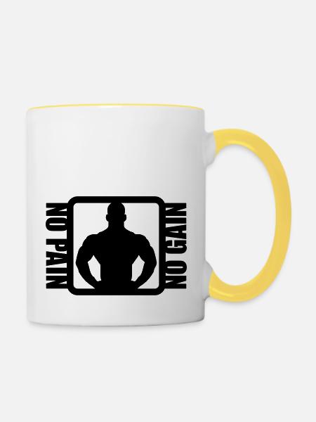 Bodybuilder Logo Design - Tasse zweifarbig - Weiß/Gelb