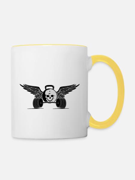 hantel - Tasse zweifarbig - Weiß/Gelb