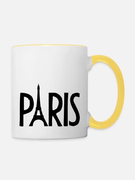 Eiffel Tower France Paris - Tasse zweifarbig - Weiß/Gelb