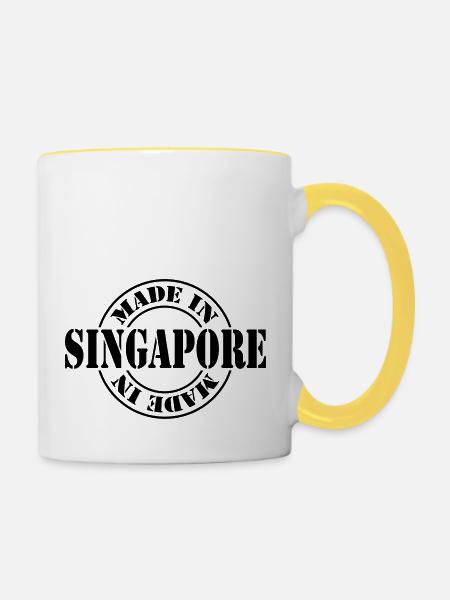 made in singapore m1k2 - Tasse zweifarbig - Weiß/Gelb
