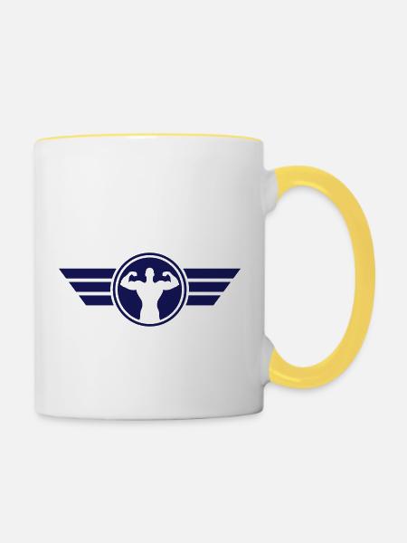 bodybuilding - Tasse zweifarbig - Weiß/Gelb