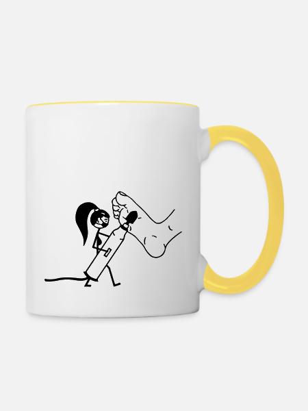 Podologe Fußpflege - Tasse zweifarbig - Weiß/Gelb