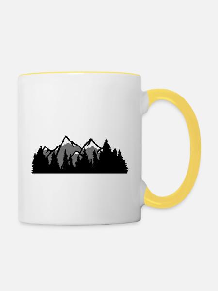 berge huegel wald bergig ausflug urlaub ferien nad - Tasse zweifarbig - Weiß/Gelb