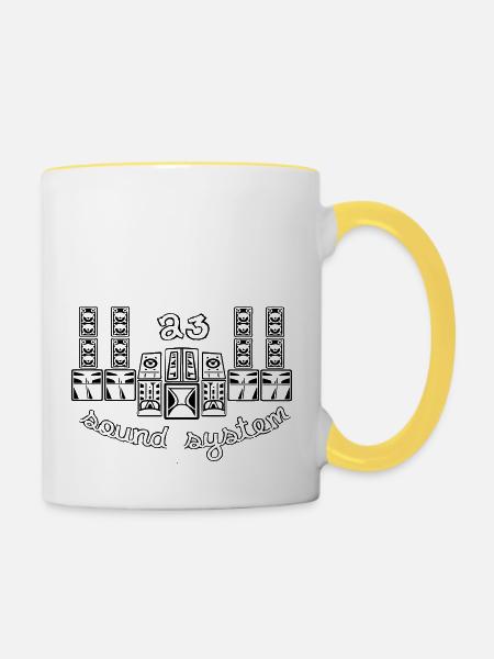23 sound system - Tasse zweifarbig - Weiß/Gelb