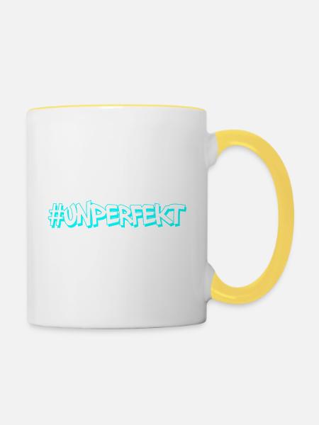 #unperfekt - nicht perfekt cyan - Tasse zweifarbig - Weiß/Gelb