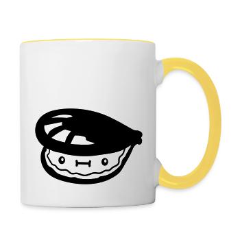 suesse kleine muschel mit gesicht - Tasse zweifarbig - Weiß/Gelb - Rechts