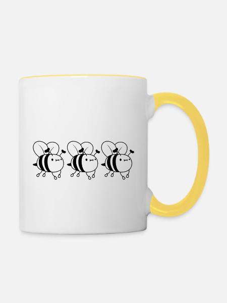 Team bees design - Contrasting Mug - white/yellow