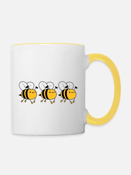 3 fleissige Bienen - Tasse zweifarbig - Weiß/Gelb
