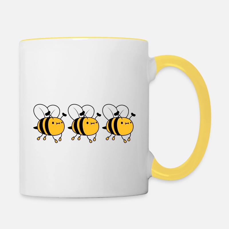 3 fleissige Bienen - Tasse zweifarbig - Weiß/Gelb