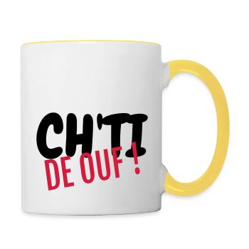 Ch'ti / Nord / Chti / Ch'ti mi / Nordiste - Tasse zweifarbig - Weiß/Gelb - Rechts