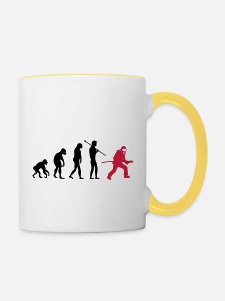 feuerwehr_evolution_02 - Tasse zweifarbig - Weiß/Gelb