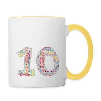 Happy Birthday - 10 years - Contrasting Mug - white/yellow - Right
