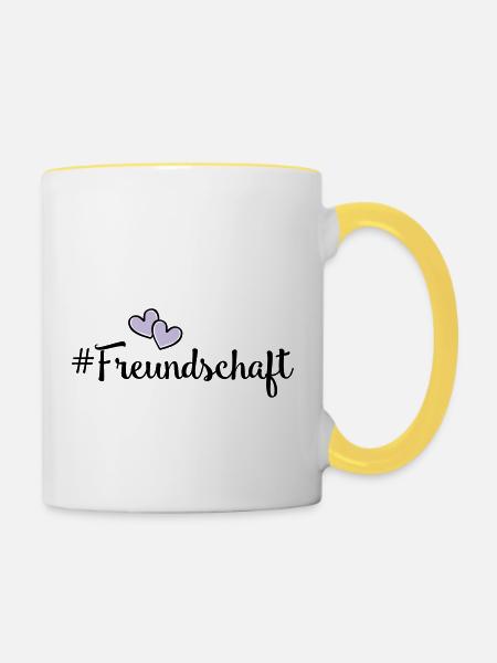 freundschaft herzen - Tasse zweifarbig - Weiß/Gelb