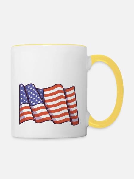 Amerikanische Flagge - Tasse zweifarbig - Weiß/Gelb