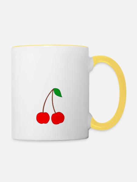 Kirschen - Tasse zweifarbig - Weiß/Gelb