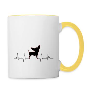 Amour de Chihuahua - Mug contrasté - blanc/jaune - Droite
