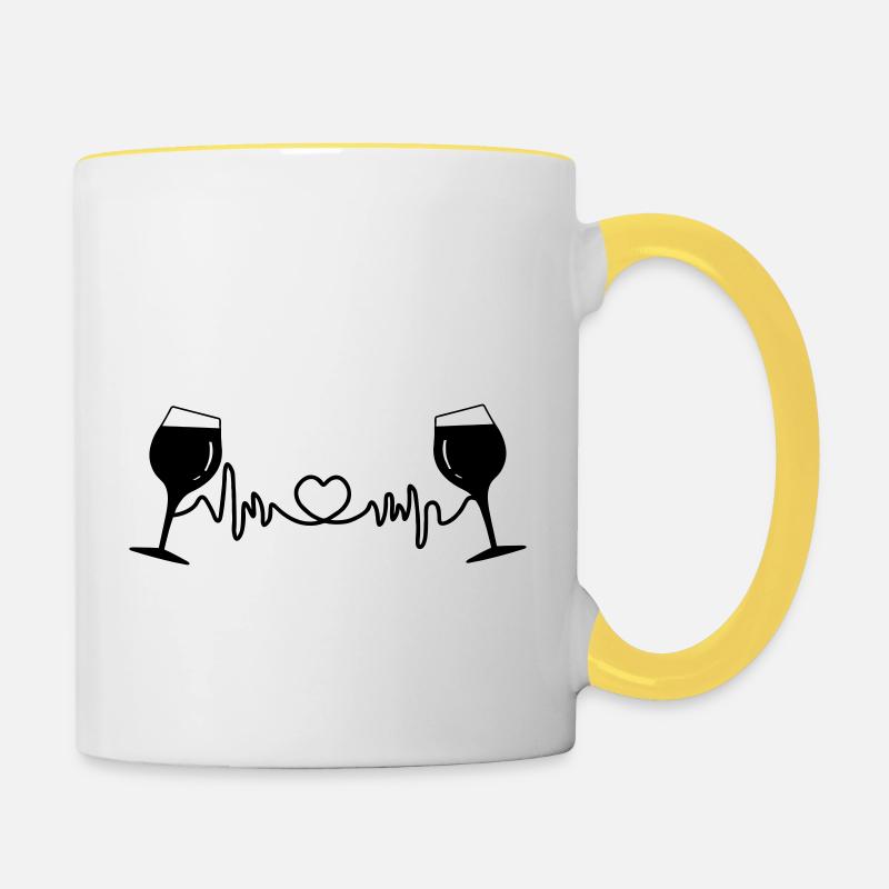 Wine glasses cardio - Contrasting Mug - white/yellow