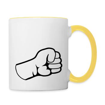 Design Geballte Faust - Tasse zweifarbig - Weiß/Gelb - Rechts