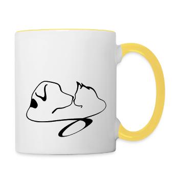 Cat Dog3 - Tasse zweifarbig - Weiß/Gelb - Rechts