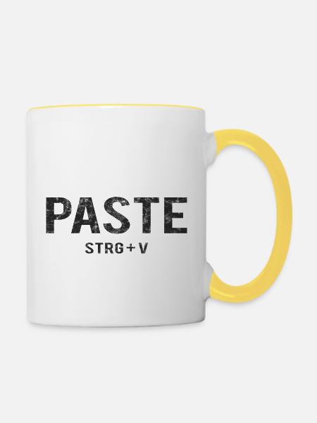 Paste STRG+V - Tasse zweifarbig - Weiß/Gelb