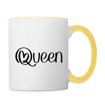 Queen avec cœur - Mug contrasté - blanc/jaune - Droite