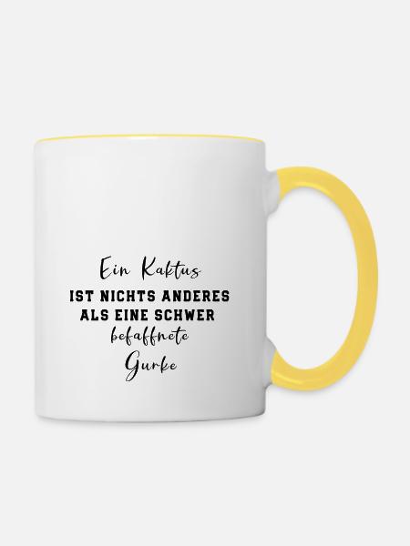 Gurke - Tasse zweifarbig - Weiß/Gelb