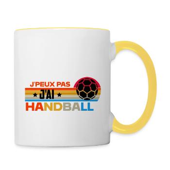 j'peux pas j'ai handball humour handball - Mug contrasté - blanc/jaune - Droite
