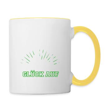 Glück auf - Tasse zweifarbig - Weiß/Gelb - Rechts