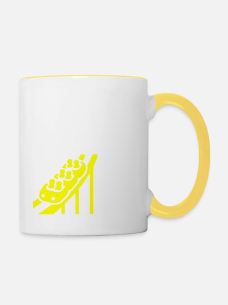 Rollercoaster Achterbahn - Tasse zweifarbig - Weiß/Gelb