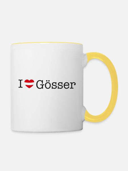 I love Gösser - Tasse zweifarbig - Weiß/Gelb