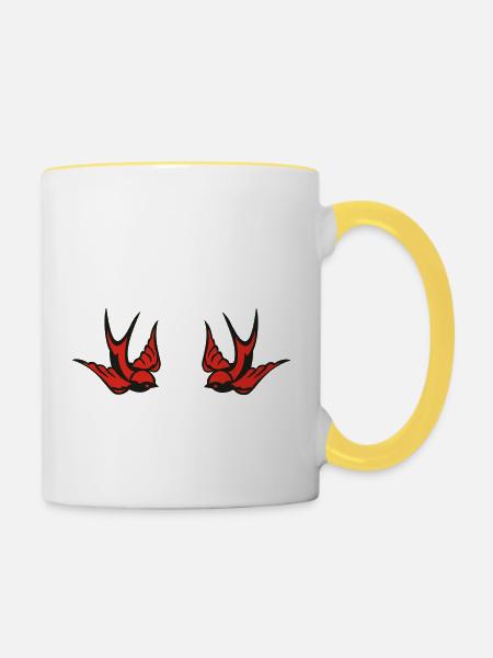 swallow - Tasse zweifarbig - Weiß/Gelb