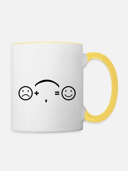 Lustiges Gleitschirm - Tasse zweifarbig - Weiß/Gelb