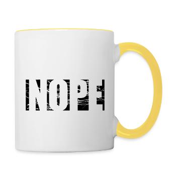 Scratch Nope Logo - Mug contrasté - blanc/jaune - Droite