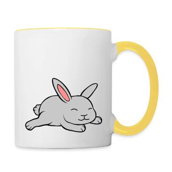 Petit lapin mignon - Mug contrasté - blanc/jaune - Droite