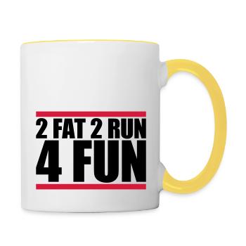 Balken 2 Fat - Tasse zweifarbig - Weiß/Gelb - Rechts