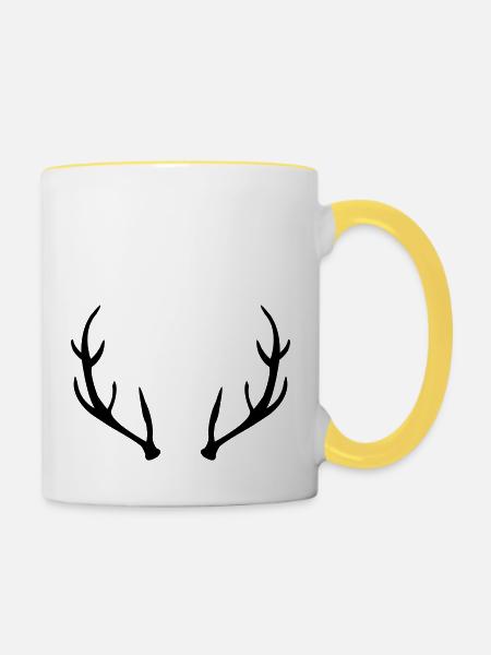 Geweih - Tasse zweifarbig - Weiß/Gelb