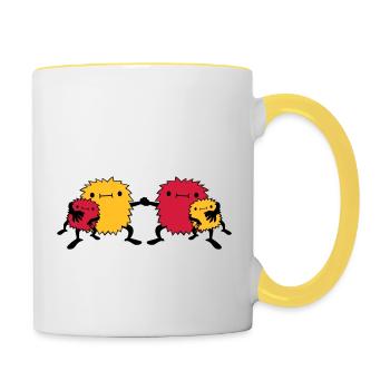 4 Monster Familie - Tasse zweifarbig - Weiß/Gelb - Rechts
