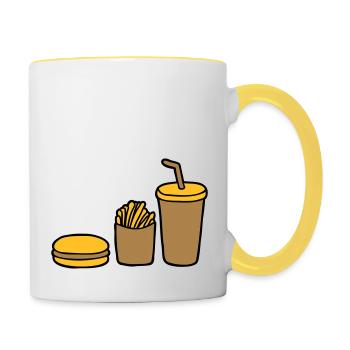 Burger Frites Cola - Mug contrasté - blanc/jaune - Droite