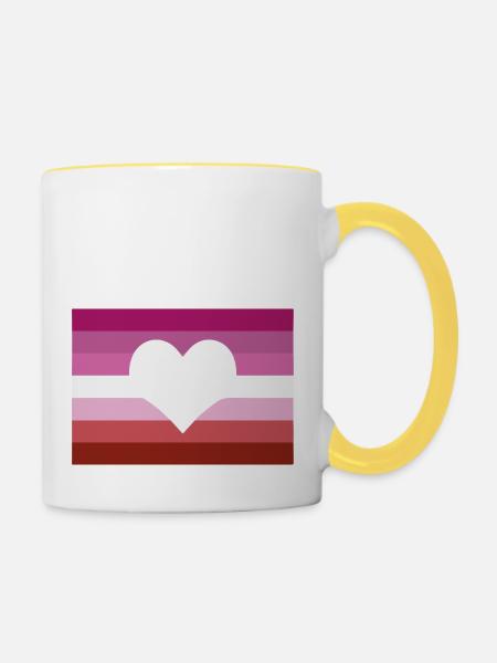 LGBTQ+ Lesbian - Tasse zweifarbig - Weiß/Gelb